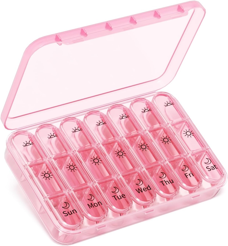 גלולת גלולות 3X ליום ;Pink Perfection Portable Pill Case ,7 ימים שבועי השוואתיות Stylish Travel Essential for Fashionistas