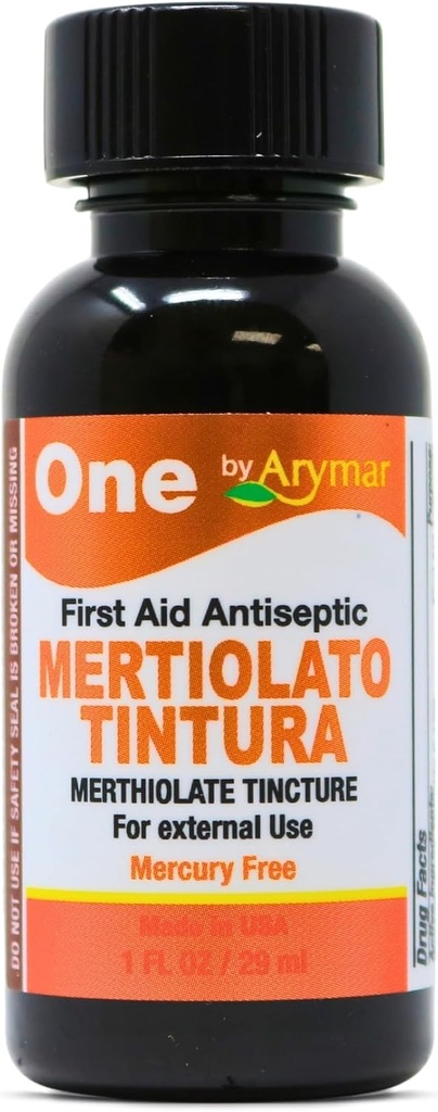 Arymar Mertiolato Tincture 1 fl oz. פתרון אנטיספפטי לחתכים קטנים, סאנסים ושורפים.