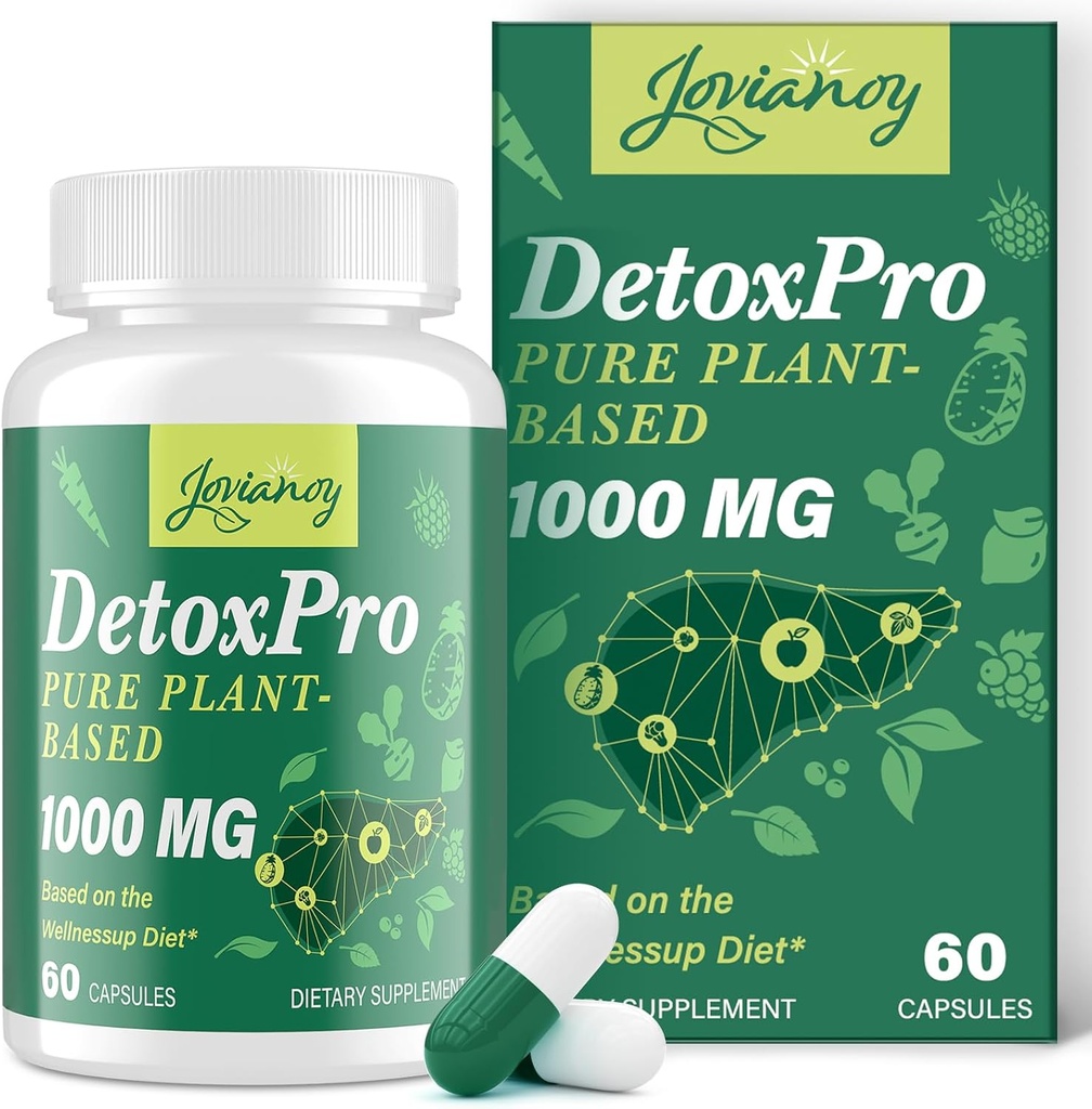 2000 MG Plant-based Detox Cleanse - Natural Toxin Flush for Liver, Gut & Colony - Antioxidant & Digest - Zeolite Detox - Fast-Acting Detox Complex for Women & Men - 60 קפסולות