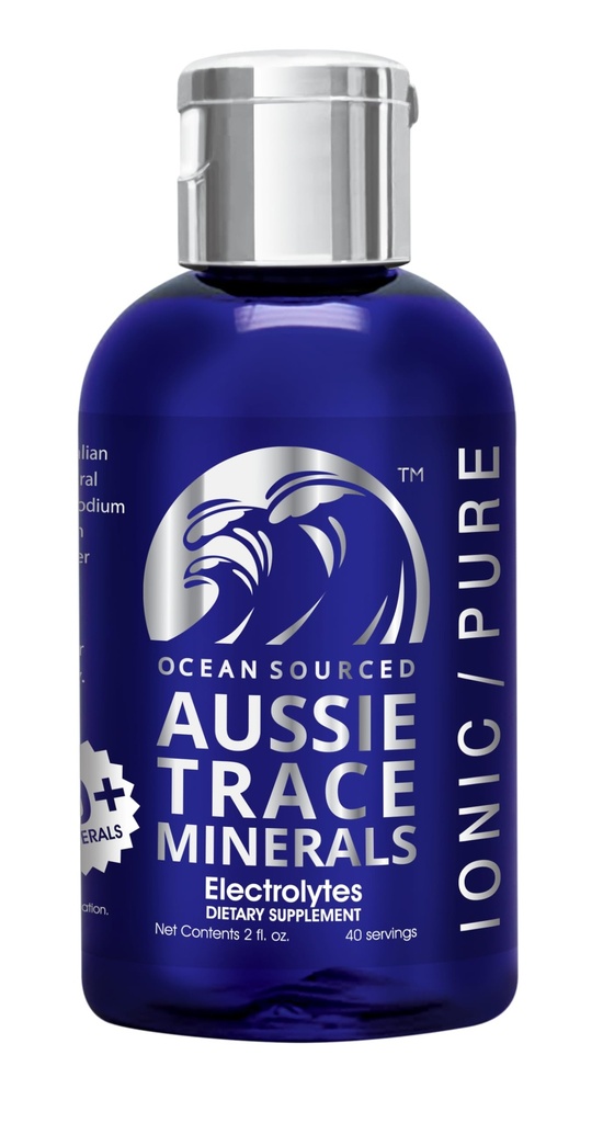 Aussie Trace מינרלים - Magnesium Rich, Low Sodium, Complete Electrolyte טיפות עבור הידרציה, אנרגיה ושיקום - 2oz / 60 מ"ל נוזל תוספת - טבעוני, Keto Friendly