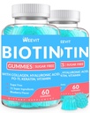 חניכיים ללא סוכר, biotin ו Collagen Gummies עם Keratin, Hyaluronic Acid for Women & Men
