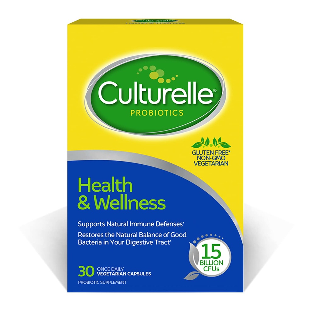 Culturelle Health & Wellness Daily Probiotic for Women & Men - 30 Count - 15 מיליארד CFUs & A Proven-Effective Probiotic Strain תומך במערכת החיסון שלך - Get Free, Soy Free, non-GMO