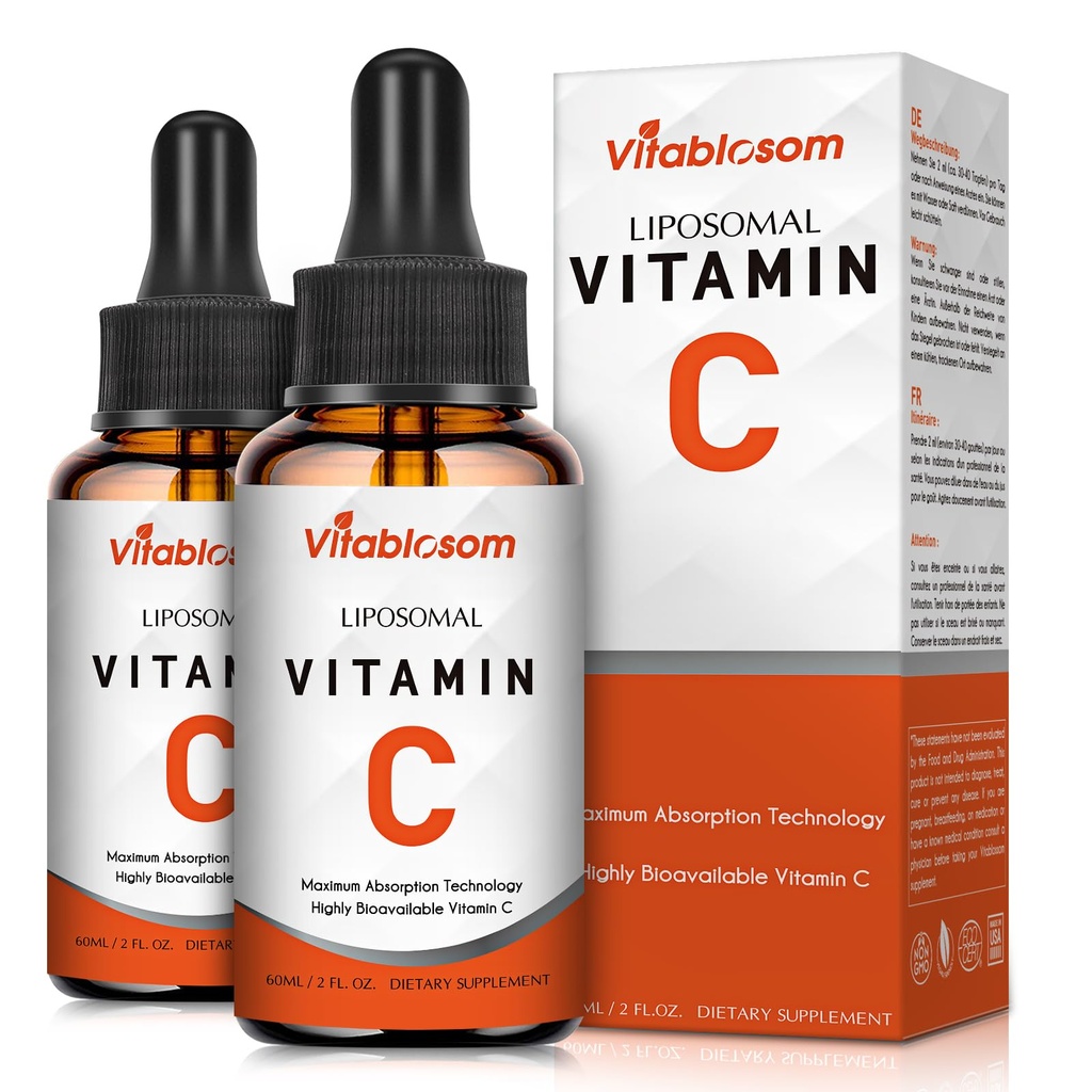 ויטמין C 2000 מ"ג נוזלי למבוגרים, High Absorption VIT C, Maximize ויטמין C, Immune System & Antioxidant Support, 60ML (2 בקבוקים)