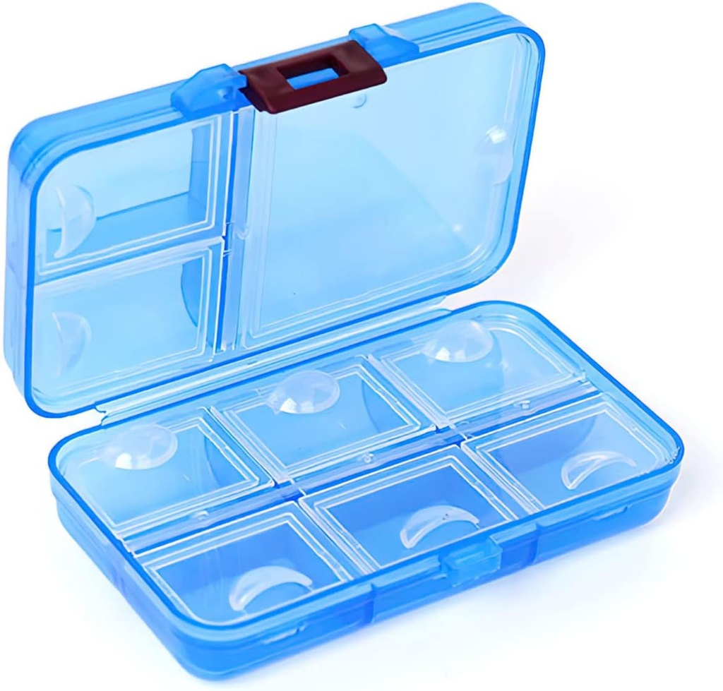 גלולת גלולות, Portable Pill Dispenser,9 תאים Moisture-Proof Pill Box for Purse ויטמינים, Medicine, Fish Oil, Travel Pill מארגנת (כחול)