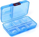 גלולת גלולות, Portable Pill Dispenser,9 תאים Moisture-Proof Pill Box for Purse ויטמינים, Medicine, Fish Oil, Travel Pill מארגנת (כחול)