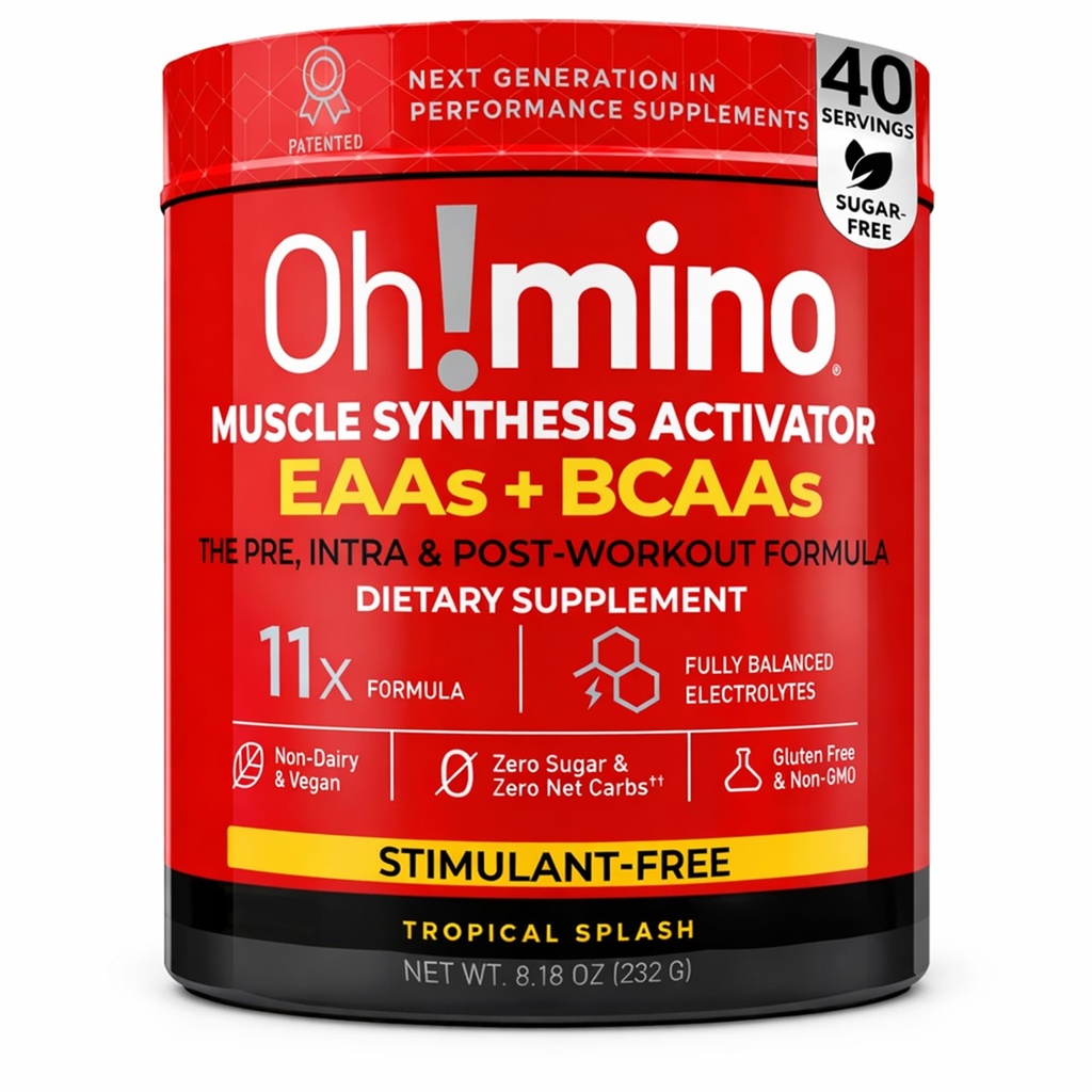 תוסף Amino Essential Acids טרופי Splash, Stimulant-חופשי אבקה. כל 9 EAAs, BCAAs ואת Amino המושלם עבור Workouts, Amino Energy, וכדי לבנות שריר, לשחזר מהר יותר.