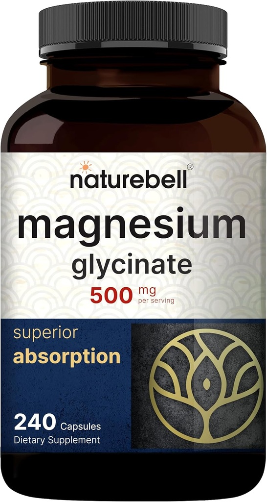 NatureBell Magnesium Glycinate קפסולות 500 מ"ג ווויטמין B Complex for Women 240 Veggie קפסולות Bundle Pack
