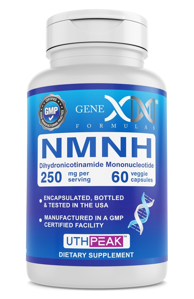 Genex Formulas 250 מ"ג NMNH (60 קפסולות - 30 משרתים) | UthpeakTM NMNH (Dihydronicotinamide Mononucleotide) NAD+ Precursor עבור הזדקנות בריאה - non-GMO, Gluten-Free, Vegetarian