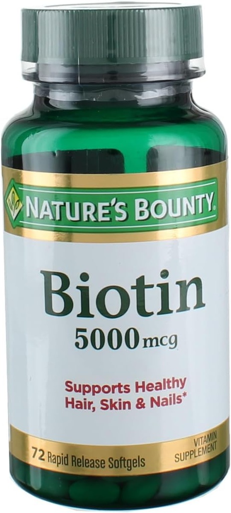 Nature's Bounty Biotin 5000 mcggנוזל Softgels 72 ea (Pack of 3)