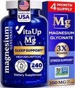 Magnesium Glycinate 200 מ"ג - ארה"ב עשתה תוספת מגנזיום עבור שינה, לב, עצמות, תמיכה מטאבוליזם - High Absorption Magnesium Bisglycinate קפסולות - 240 קפסולות טבעוניות Chelated