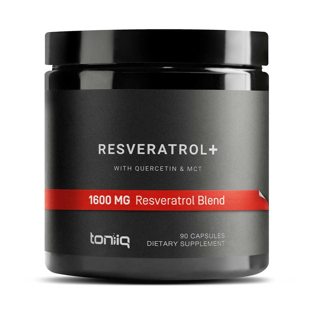 Toniek 1600 מ"ג Resveratrol - Ultra High Purity ו- 3rd Party Tested - עם שמן MCT עבור זמינות ביולוגית נוספת - תוסף אופטימלי NAD