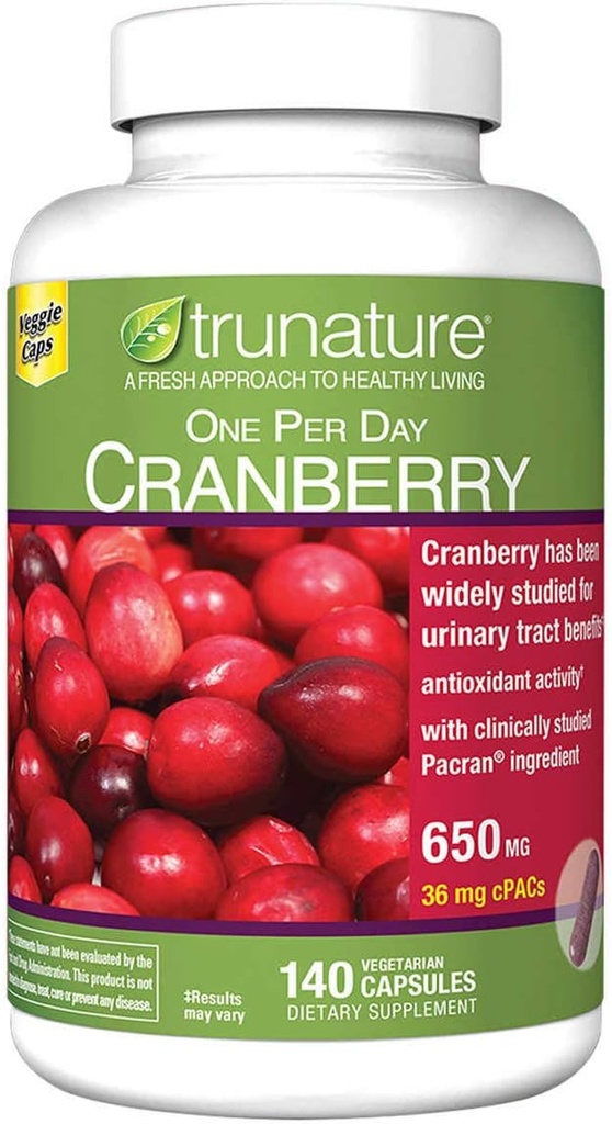 trunature Cranberry 650 מ"ג, 140 קפסולות צמחוניות (2 Pack)