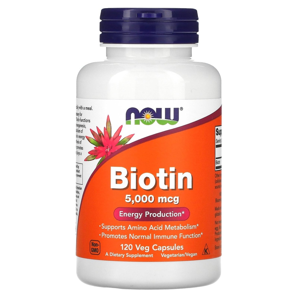 Now Foods Biotin 5 MG Vegetarian קפסולות, 120 הרוזן