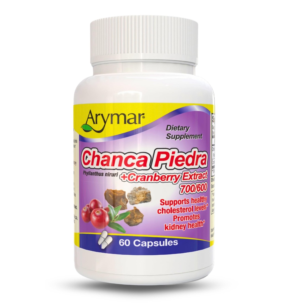 Arymar Chanca Piedra עם Cranberry - תמיכה צמחית עבור Urinary Wellness & Kidney פונקציונלי (60 קפסולות)