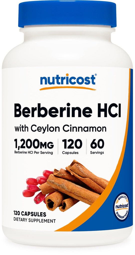 חומרים מזינים Berberine HCl עם Ceylon Cinnamon קפסולות (120 קפסולות, 60 משרתים) - Non-GMO, מוצרים ללא בעלי חיים