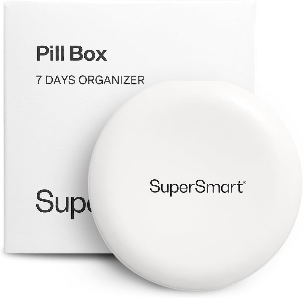 SuperSmart - Pill Box מארגנת 7 ימים עם 1 חיתוך Blade עבור טבליות - גודל נסיעות - אחסון קטן עבור תוספי מזון ותרופות - Easy-to-Use עם 7 השוואתים גדולים