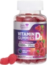 ויטמין D3 Gummies 5000 IU (125 mcg) - תמיכה משולשת עוצמה ו- Immune, ויטמין D Gummy Dietary תוסף, Nature's Berry D ויטמין, Raspberry Flavored, non-GMO - 60 מסטיקנים