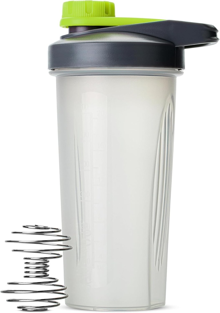Mr. Pen- Shaker Bottles for Proteins with Twist Cap, 28 oz, אפור / ירוק, חלבונים Shaker בקבוק עם Wire Whisk Ball