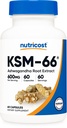 חומרים מזינים KSM-66 Ashwagandha שורש לחלץ 600 מ"ג, 60 Veggie Caps - 5% Withanolides - עם bioPerine - Full-Spectrum Root Extract