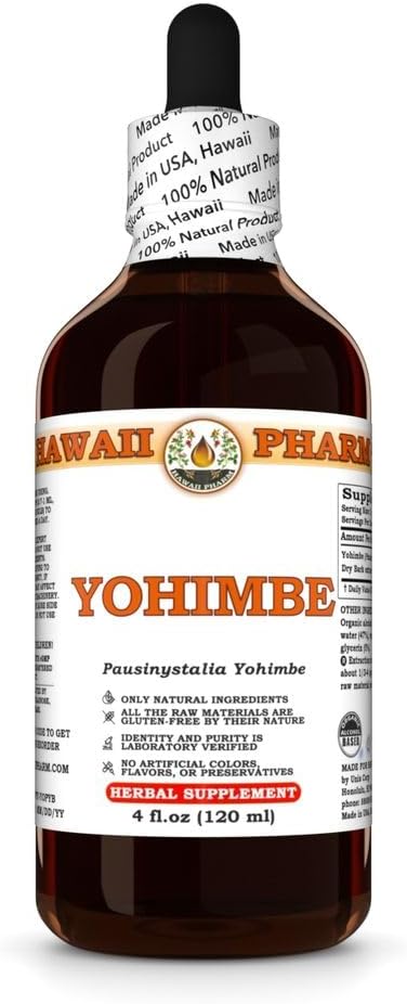 Yohimbe (Pausinystalia Yohimbe) יבש Bark Tincture, מיוצר בהוואי, כל טבעי, טבעוני, טהור נוזל לחלץ - 4 fl.oz