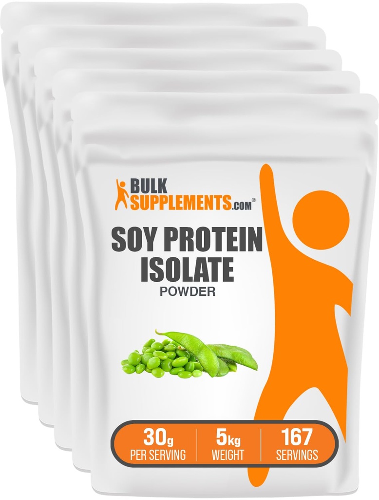 BulkSupplements.com Soy Protein Isolate אבקת חלבון טבעונית, Unflavored - Pure & Gluten חינם, 30g לכל משרת, 1kg (2.2 lbs) (Pack של 5)