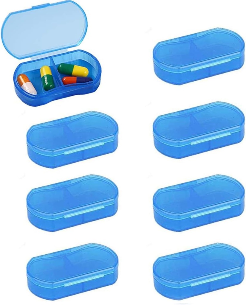 8PCS Pill Case ארגן גלולות קטנות Pocket Holder, Daily AM & PM מכולות, רפואה הולדר, אידיאלי עבור תרופות, ויטמין, תוסף, מושלם עבור נסיעות, אידיאלי עבור Purse (כחול)