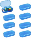8PCS Pill Case ארגן גלולות קטנות Pocket Holder, Daily AM & PM מכולות, רפואה הולדר, אידיאלי עבור תרופות, ויטמין, תוסף, מושלם עבור נסיעות, אידיאלי עבור Purse (כחול)
