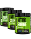 ג'קד מפעל NITROSURGE Pre Workout תוסף - אנרגיה אינסופית, מקבלי כוח מיידי, Clear Focus, Intense Pump | Cherry Limeade, Blue Raspberry, Arctic White (90 משרתים)