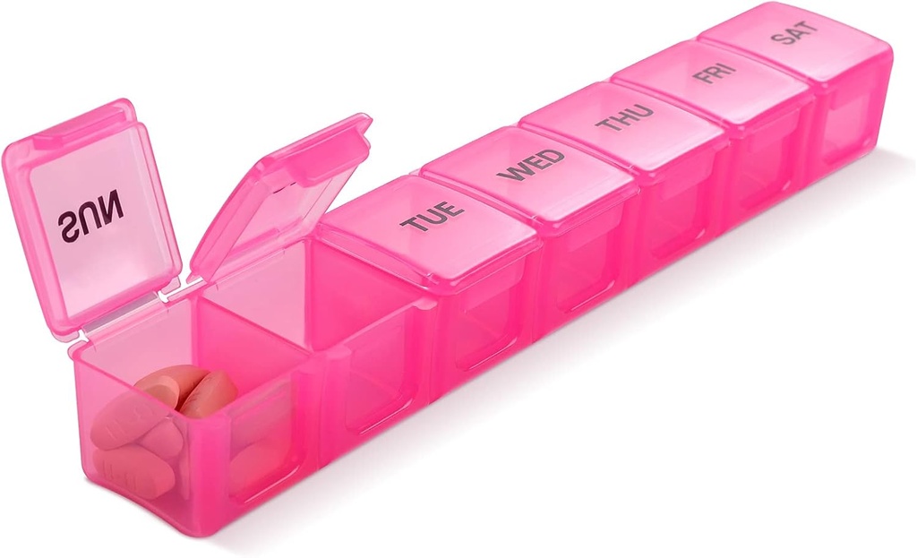 פינק XL נוסף שבועי גדול ו-Daily Pills/Vitamin/Fish Oil/Supplements (Pink)