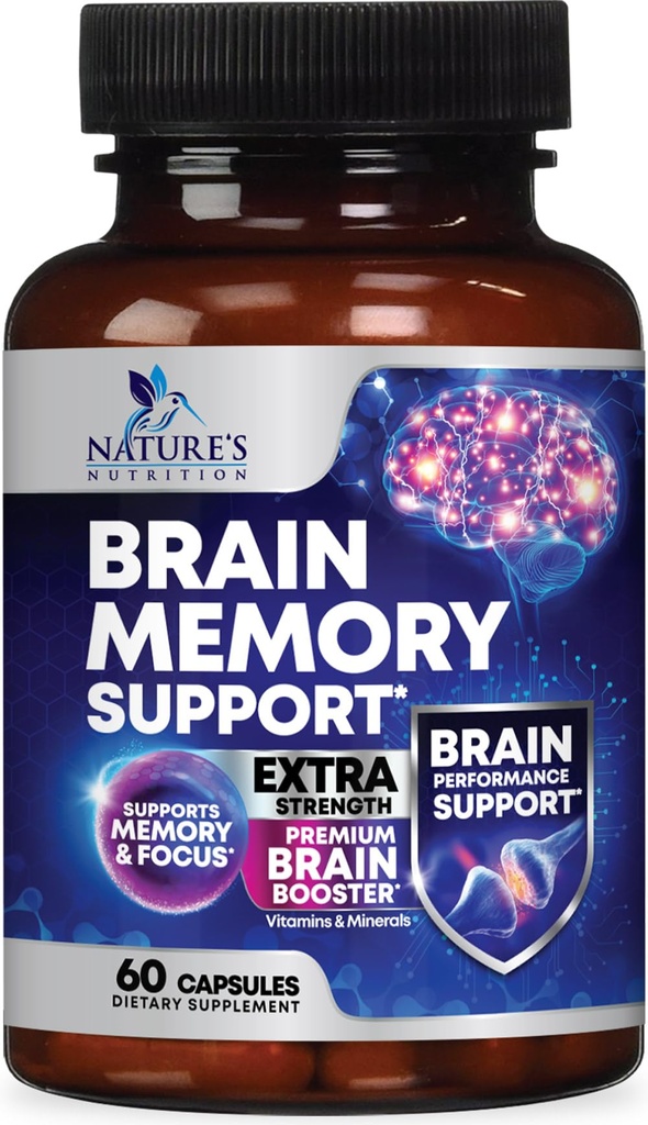 גלולות לזיכרון המוח - 3X חיזוק nootropics עבור ריכוז, קלרנס ומקד תמיכה - ויטמין בריאות המוח עם Bacopa, Phosphatidylserine & DMAE, Brain Booster - 60 קפסולות