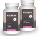 Mountain Peak Nutritionals Acid Assist & Digest תמיכה Combo Pack - Gastro מעיים ובריאות העיכול - Enzymes, Probiotics, & Foodsent Support - 90 קפסולות צמחוניות כל אחת