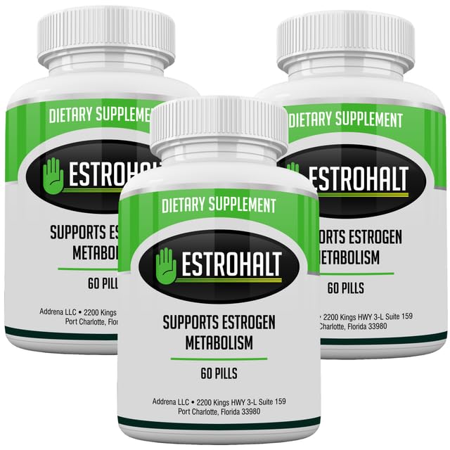 Estro-Halt 3 Pack 180 טבליות- DIM תוסף (Diindolylmethane) ו- Indole 3-Carbinol (I3C) הטוב ביותר Estrogen-Blocker עבור נשים וגברים | Aromatase Inhibitor ויטמין כדי לעזור PCOS, Menopause ו- PMS