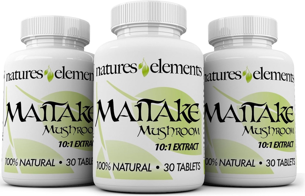 Maitake Mushroom - Pack of 3 - 10:1 לחלץ - 500 מ"ג טבליות - תקן 30% פוליצרידים - 1 חודש אספקה כל - 100% טבעי, צמחוני בטוח בטוח בטוח
