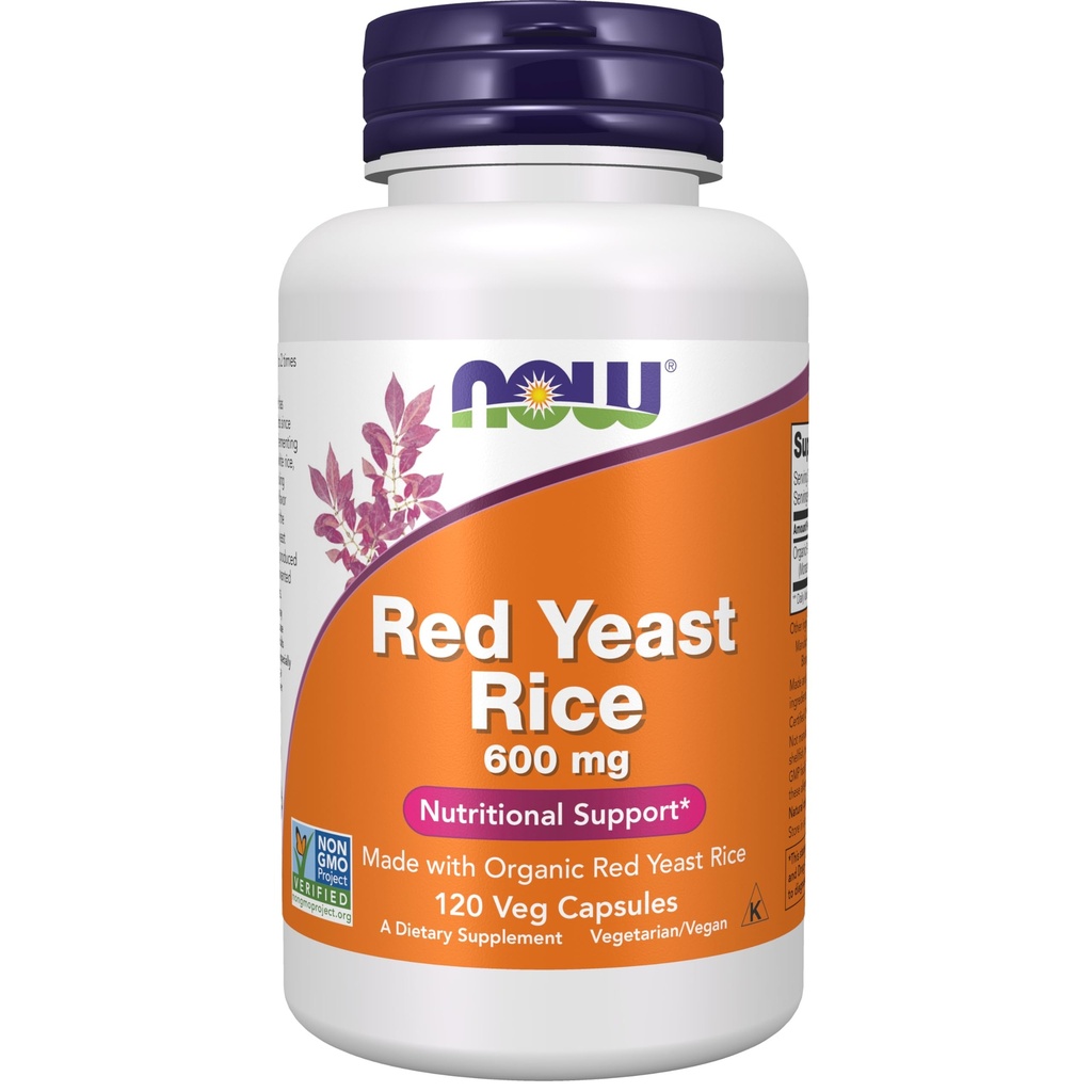 עכשיו תוספי מזון, Red Yeast Rice 600 מ"ג, עשויים עם ירקות אדומים אורגניים, 120 קפסולות Veg