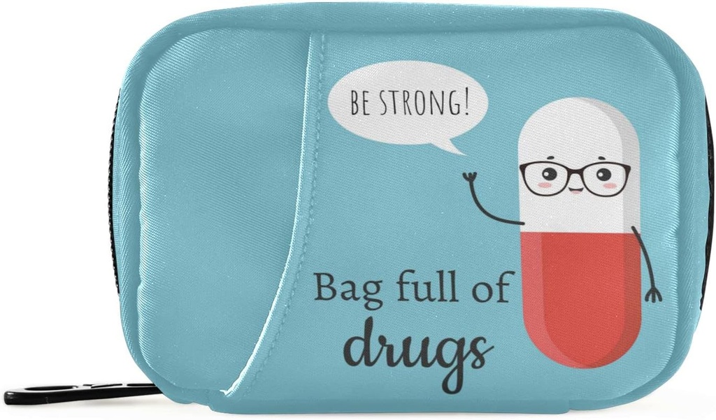 Naanle Sweet Cartoon Pill Box 7 Day Case Bag Racinger עם Zipper Portable Medium Size עבור תוסף ויטמין Holer A Cartoon Blue Red 4.6 x 3.14 x 1.88 Inch