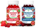 לונהקאי ארה"ב עשתה נשים Multivitamin & Probiotic Gummies Bundle - 16 ויטמינים ו פרוביוטיים לתמיכה ב Digestion - 60ct כל אחד