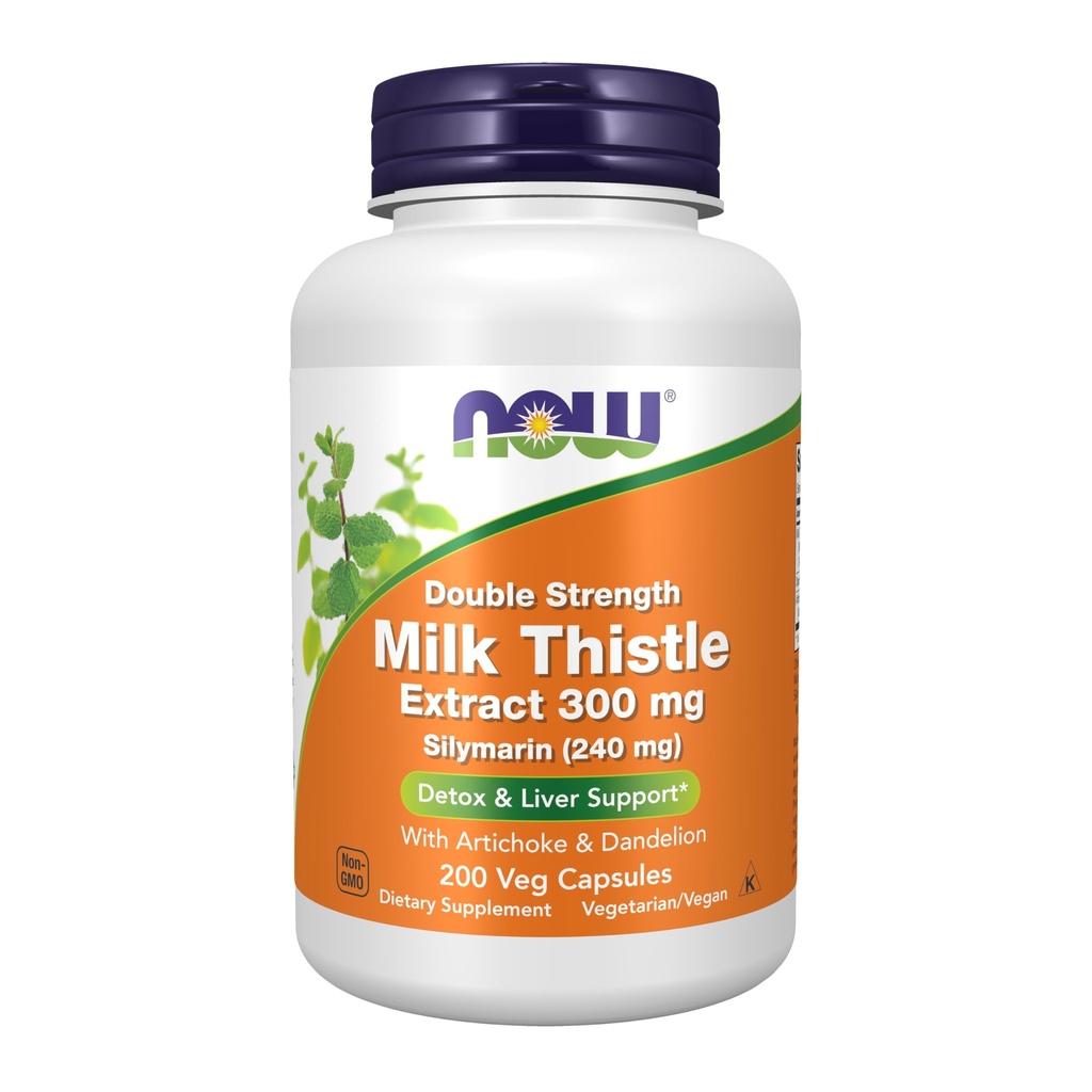 Now Foods Now Foods, (2 Pack) Silymarin, Milk Thistle Extract with Artichoke & Dandelion, כוח כפול, 300 מ"ג, 200 Veg Caps