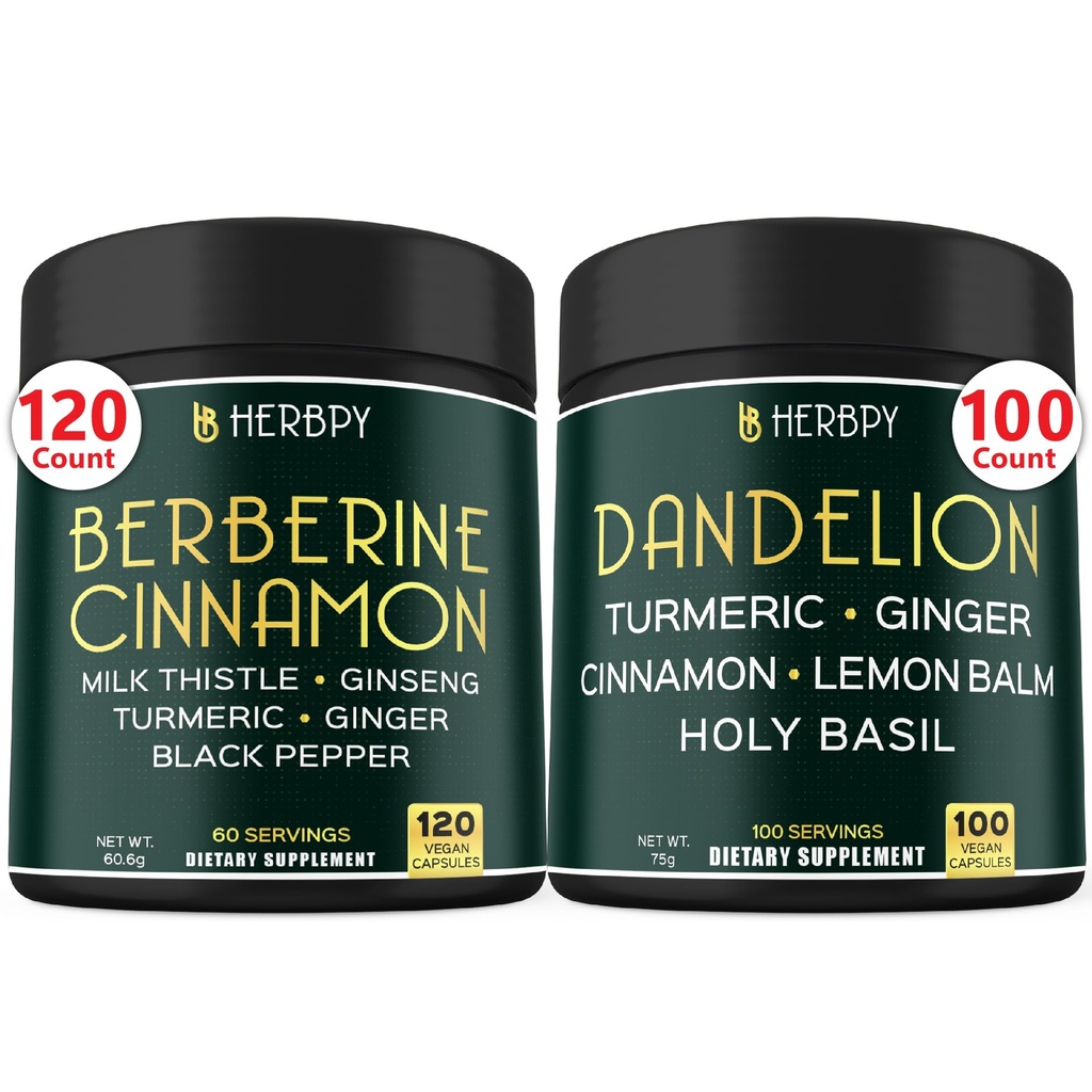Bundle 7in1 Berberine HCl & 6in1 Dandelion תוסף - תמיכה Immune, העיכול ובריאות הלב