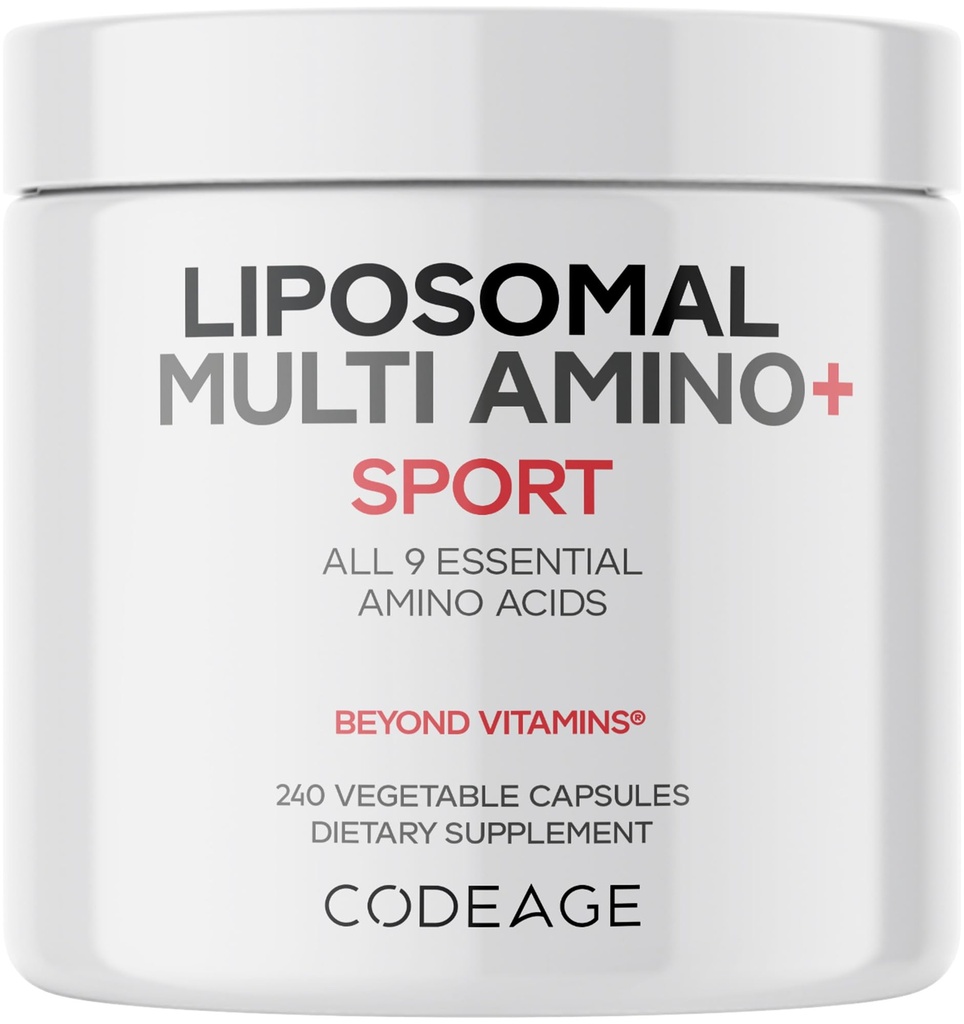 Codeage Multi Amino+ BCAA & EAA תוסף, All 9 Essential Amino Acids, Free-Form Branched-Chain Amino Acid Pills, Sport Supplement, Pre & Post Workout, Liposomal Delivery, טבעוני, 240 קפסולות