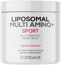 Codeage Multi Amino+ BCAA & EAA תוסף, All 9 Essential Amino Acids, Free-Form Branched-Chain Amino Acid Pills, Sport Supplement, Pre & Post Workout, Liposomal Delivery, טבעוני, 240 קפסולות