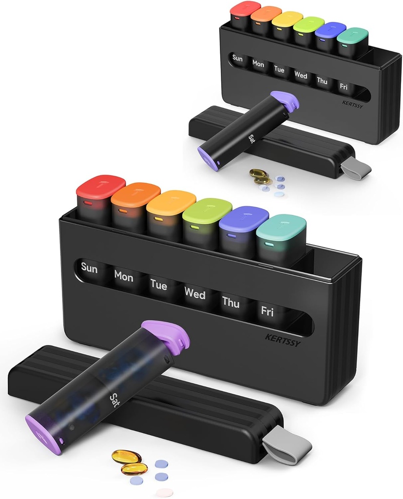 מארגנת גלולות שבועיות 2 פעמים ביום - Am Pm Pill Box 7 Day, Large Twice Medicine Pill Case עבור תרופות יומיות, ויטמינים, שמן דגים, תוספים של שבוע נייד גלולות הולבר.