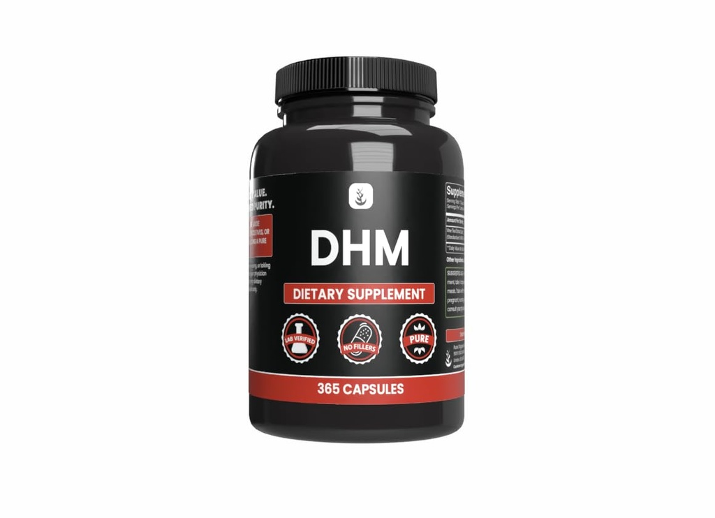 PURE ORIGINAL INGREDIENTS DHM, (365 Capsules) No Magnesium Or Rice Fillers, Always Pure, Lab Verified