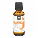365 על ידי Whole Foods Market, ויטמין D-3 נוזלי Citrus Flavor 1000IU, 1 OZ