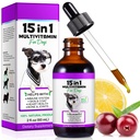 כלב Multivitamin, 15 ב 1 כלב Multivitamin נוזל טיפות תוספי מזון, ויטמינים לכלבים לבריאות הלב, העצמות, Joint, Skin & Coat, Bladder, Immune System Support 60 מ"ל
