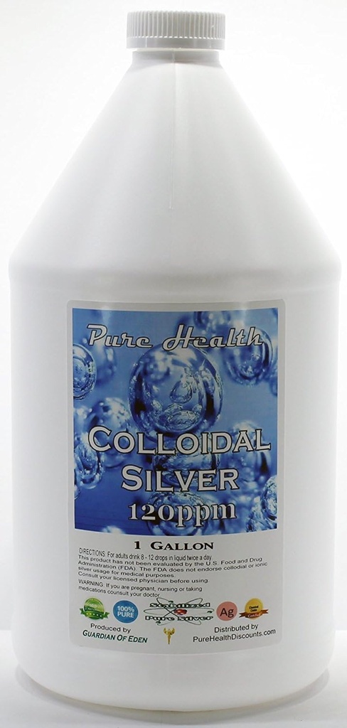 1 Gallon Certified Lab Tested Colloidal Silver 120ppm in non-leeching פלסטיק Jug + חינם מלא טיפות בקבוק על ידי הנחות בריאות טהורה, מקור שאתה יכול לסמוך עליו