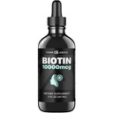 נוזל ביוטין 10,000 mcg עם ויטמין C - שיער כבד, תמיכה בעור וציפורניים - קיצור מהיר biotin Drops - 60 יום אספקה - 2 oz