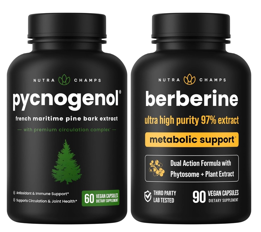 NutraChamps Complete Circulatory & Metabolic Boost: Pycnogenol & Berberine Duo