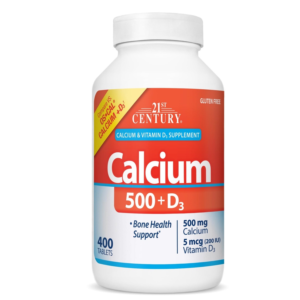 21st Century Calcium 500 מ"ג פלוס D3 טבליות, 400 Count