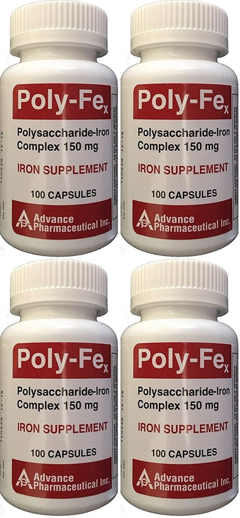 Polysaccharide Iron Complex 150 מ"ג קפסולות ברזל תוספי 100 קפסולות לחבילת בקבוק 4 Total 400 קפסולות