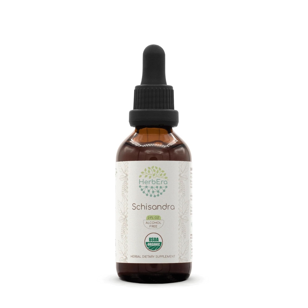 HerbEra Schisandra B60 USDA אורגני Tincture | מזון ללא אלכוהול, High-Potency Herbal Drops, נוזל תוספת: מוסמך אורגני Schisandra (Schisandra Chinensis) Dried Berry (2 oz)